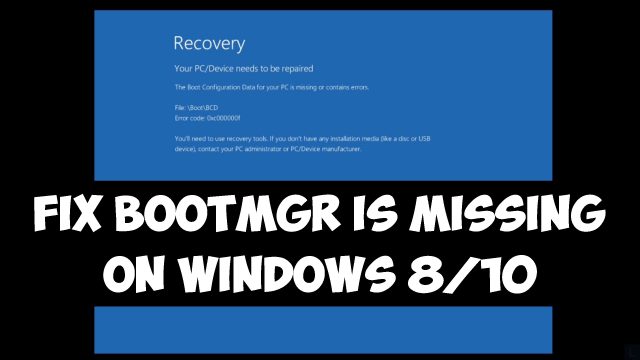 acronis true image windows 7 bootmgr is missing
