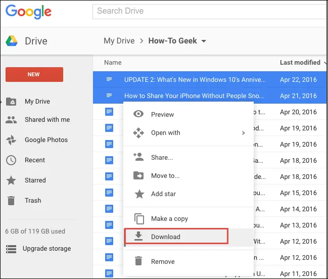 download gdoc from google drive