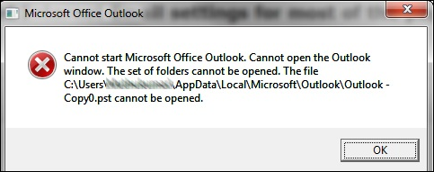 unable to open the Outlook window