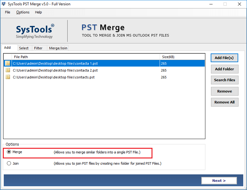 merge outlook pst contacts