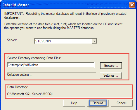 Rebuild Master Database in SQL Server