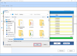 Save the report in CSV format in desired location