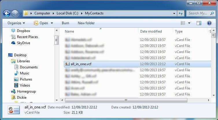 import multiple vCard files to Gmail-5