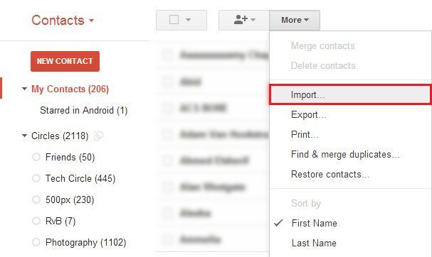 importa più file vCard in Gmail-7