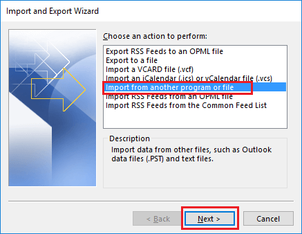 import pst file in outlook