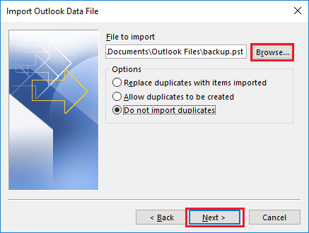 import pst file without duplicates