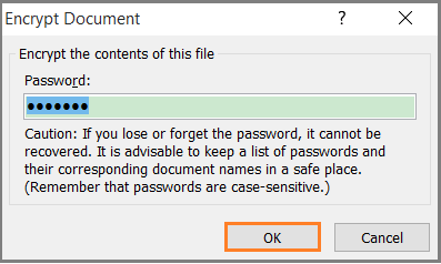 press the OK button to unlock VBA file