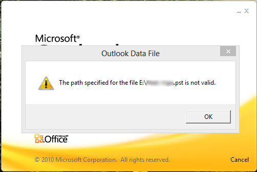 The Path Specified for the File .pst is Not Valid