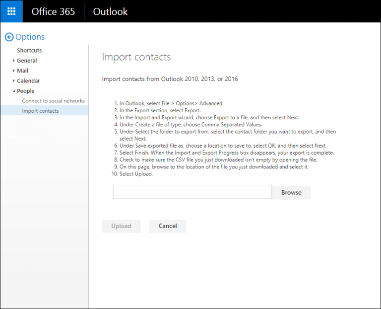export office 365 contacts to csv
