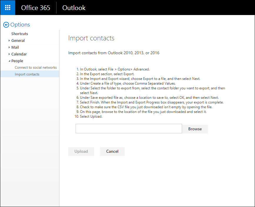 how to export office 365 contacts