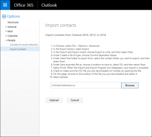 how to import contacts to outlook 2017