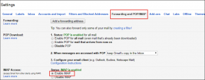 Forwarding and POP/IMAP