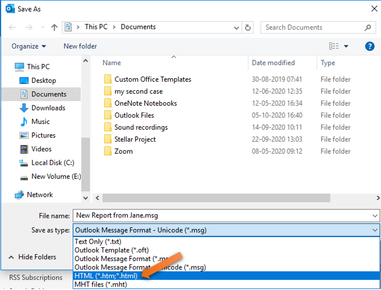 how to save outlook message as pdf