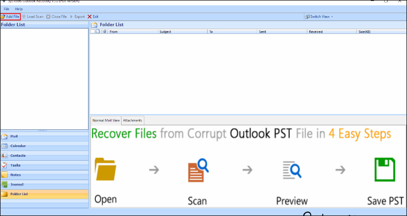 add outlook pst files