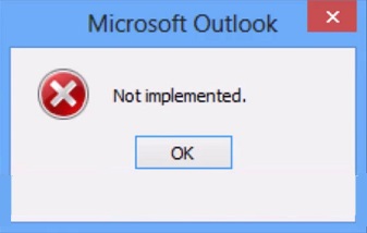outlook not implemented error fix