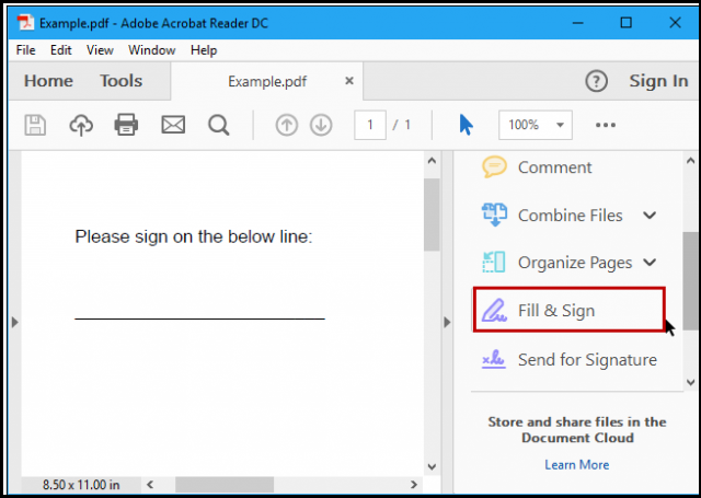 how to insert signature in pdf document