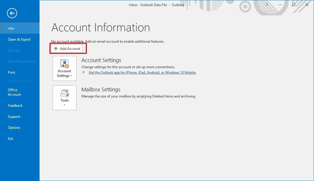 zoho outlook client settings