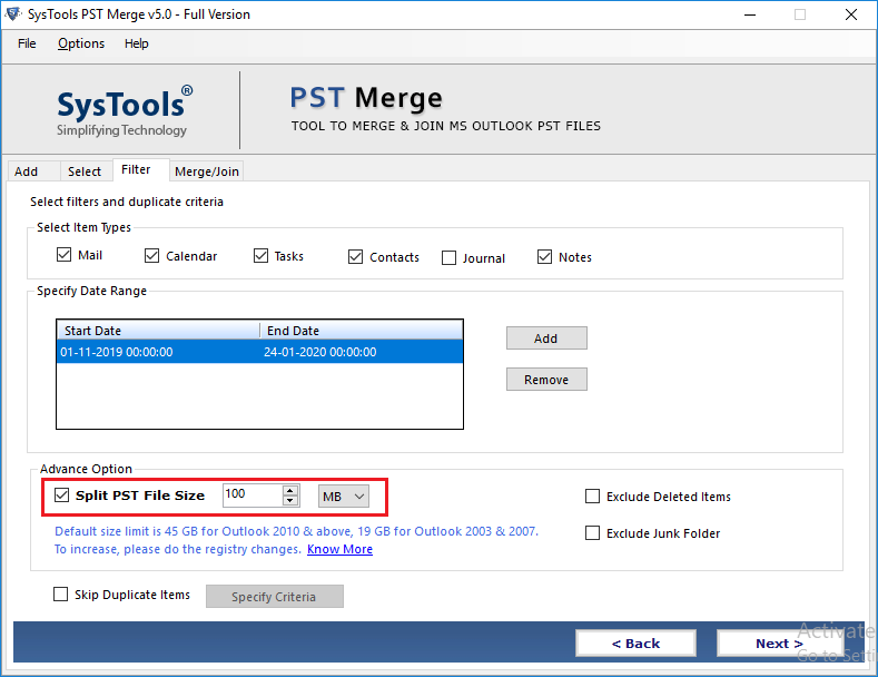 Combine PST Files into Existing One