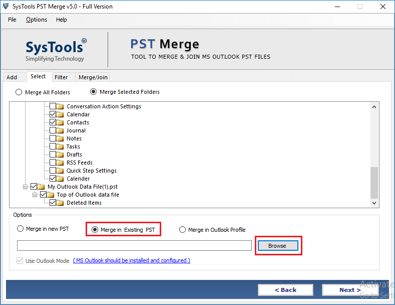 Merge Multiple PST Files to Existing PST File