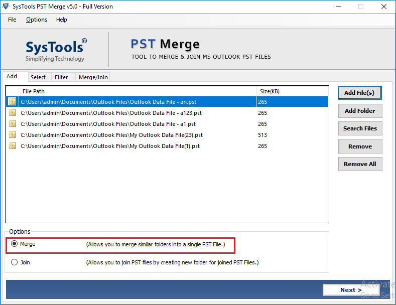 merge multiple imap accounts in outlook