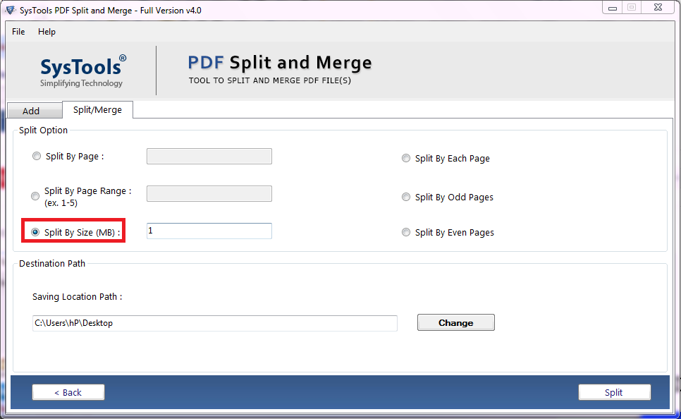 how to split PDF by file size