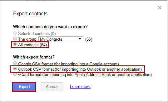 export contacts from g suite individually