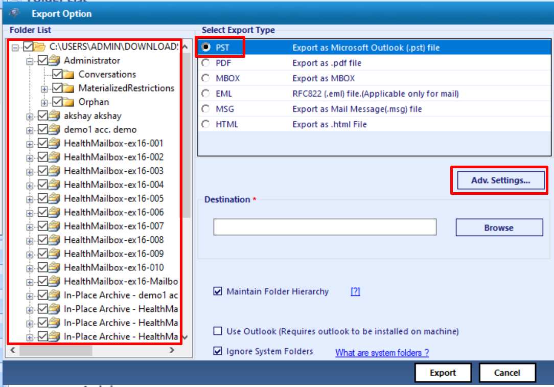 export exchange mailboxes