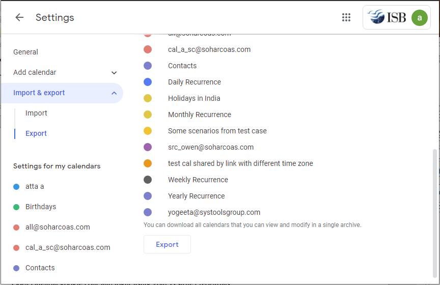 import and export option