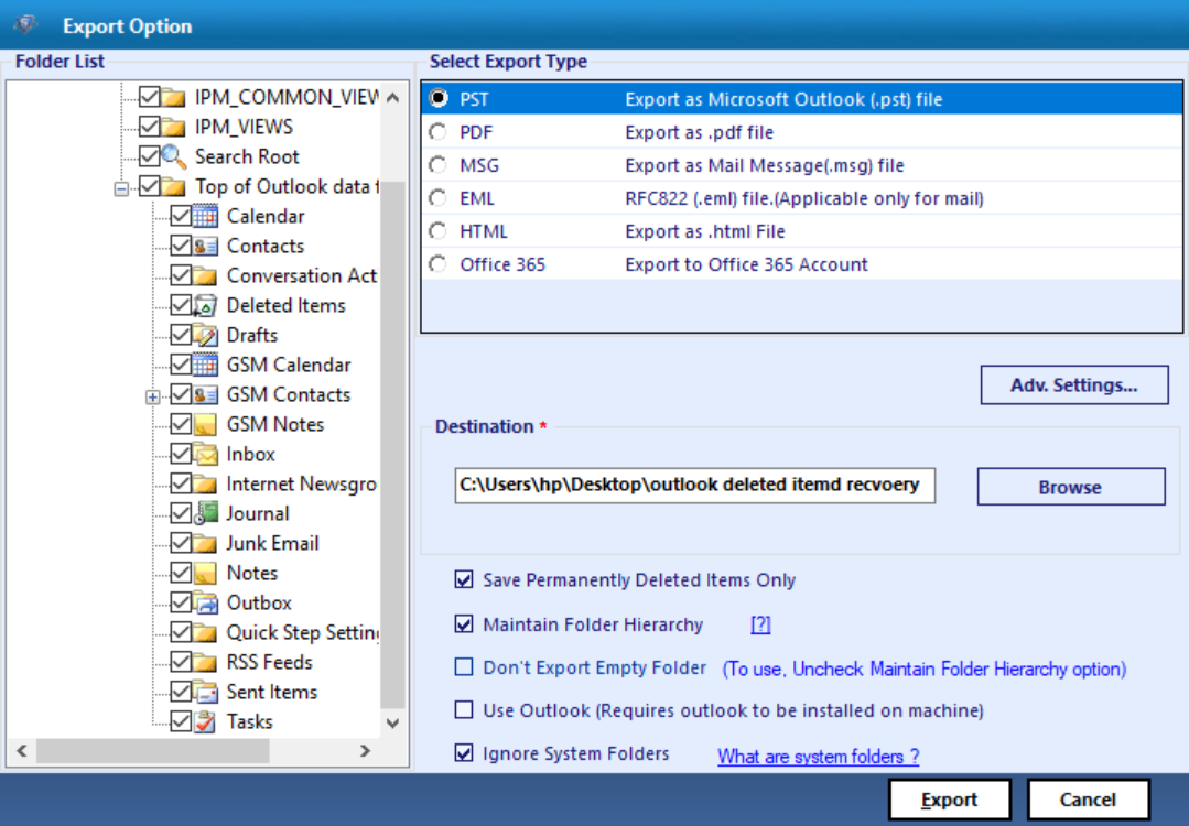 Outlook Deleted Folder Recovery Software Free Edition