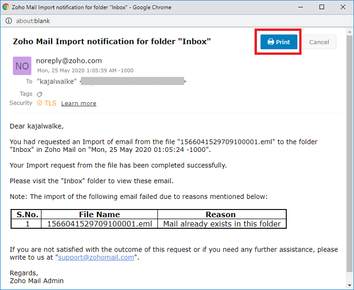 zoho mail forward to email but never recieve