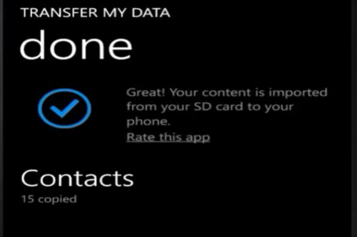 done  CSV to Windows Phone