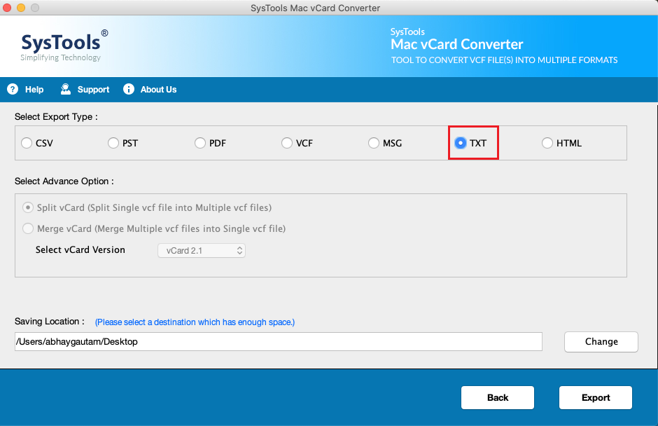 select txt file format