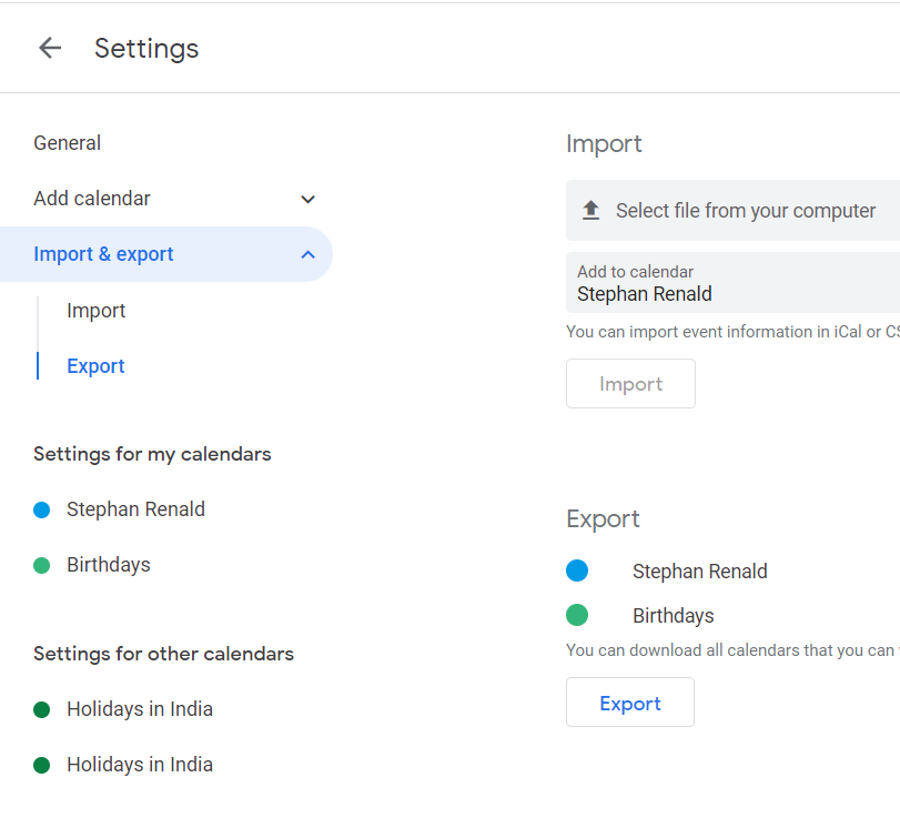 export google workspace calendars