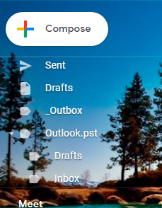outlook pst file saved in gmail