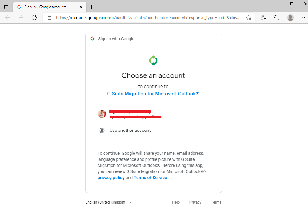 choose account in google workspace