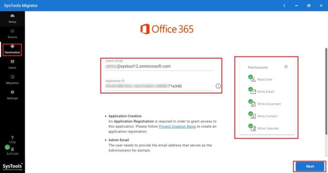 enter office 365 details