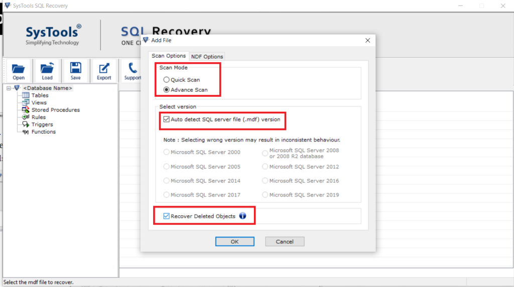 attach database file in SQL server
