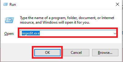 type regidit.exe