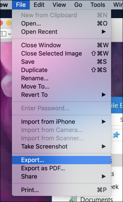 Hit on the File tab and choose Export tab from the drop down menu.