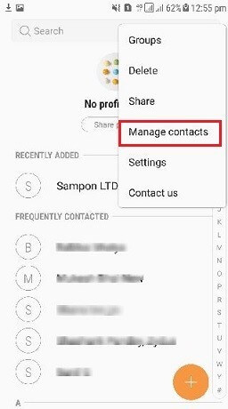 Select the Manage Contacts