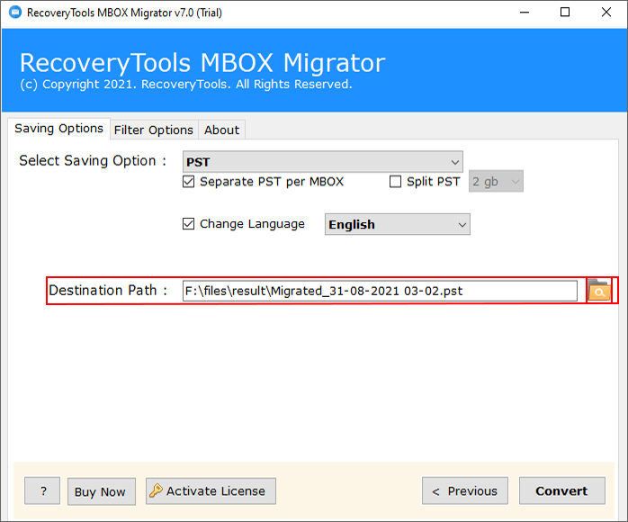 recoverytools mbox to pst converter